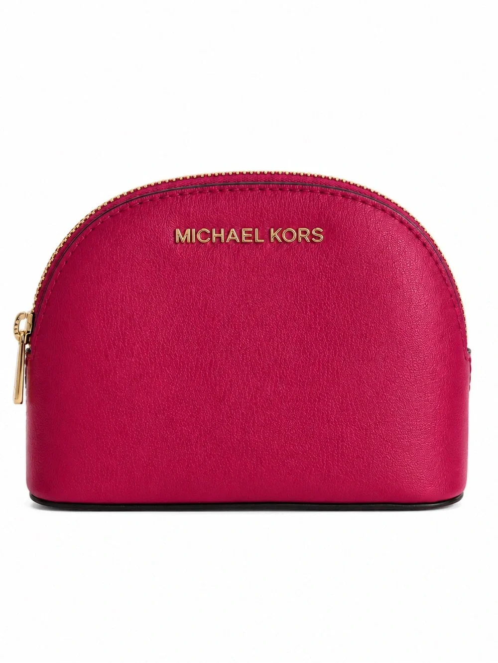 Michael Kors Jet Set Travel Leather Cosmetic Case Makeup Bag Fuchsia Pink Pouch